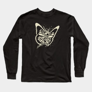 Grunge Fairycore dancing skeleton with wings Long Sleeve T-Shirt